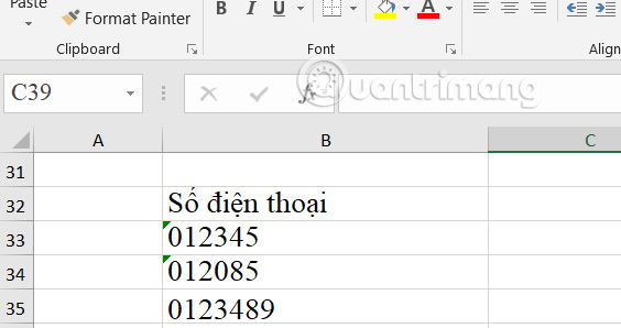 Nhập dãy số Excel