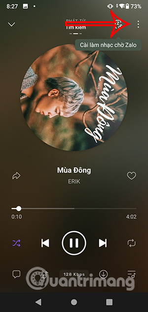 Tùy chọn bài hát Zing MP3