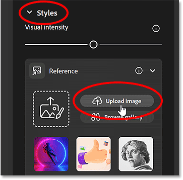 Nhấp vào Upload image trong phần Styles.