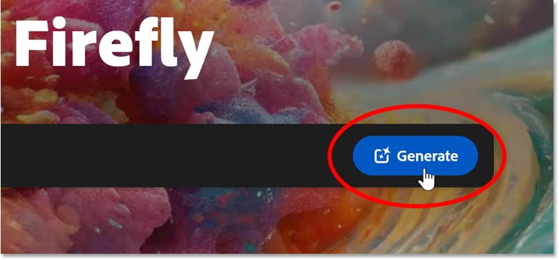 Nhấp vào nút Generate trong Adobe Firefly