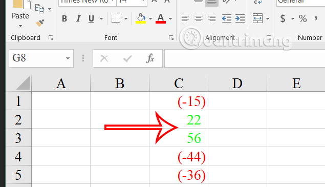 Định dạng màu số âm dương Excel 