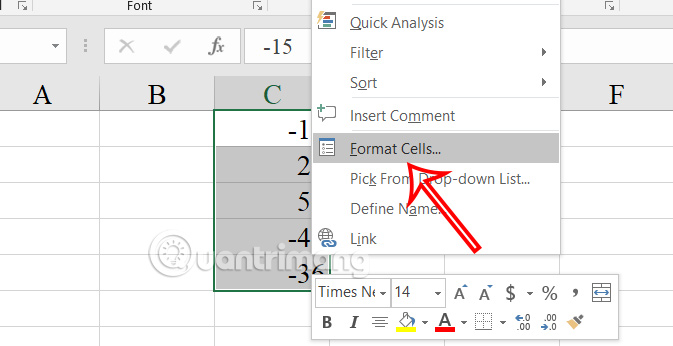 Hướng dẫn đóng dấu ngoặc số âm trong Excel