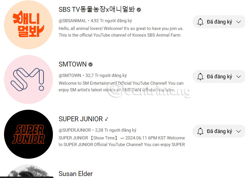Sắp xếp kênh đăng ký YouTube A-Z