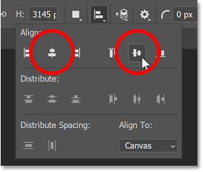 Biểu tượng Align Horizontal Centers và Align Vertical Centers.