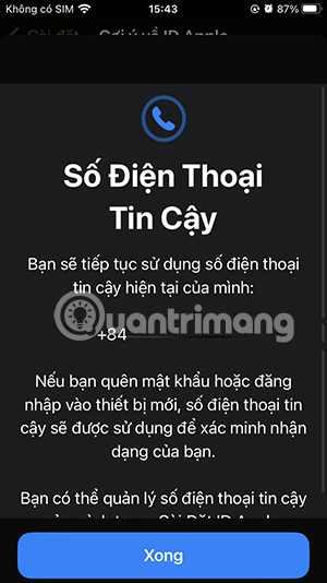 Số điện thoại ID Apple tin cậy