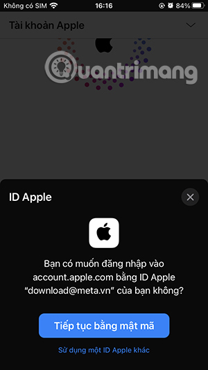 Đăng nhập Apple ID 