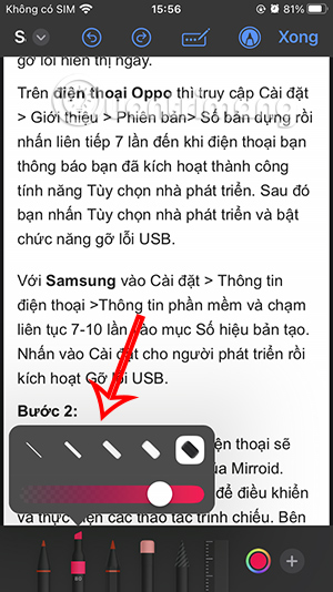 Chọn kích thước bút vẽ