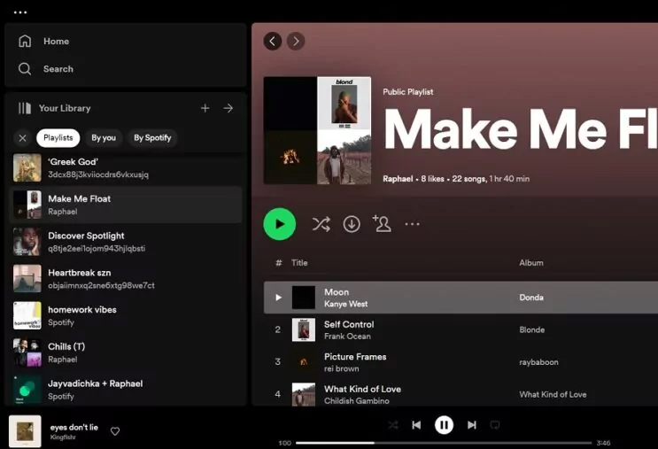 Lượt thích playlist Spotify PC