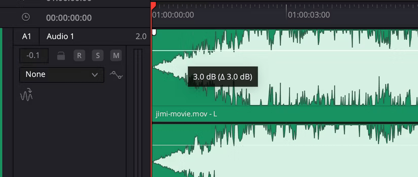 Cận cảnh điều khiển tăng âm thanh trong DaVinci Resolve