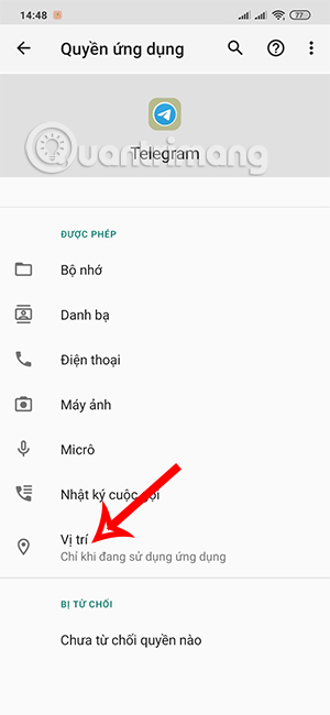 Chỉnh quyền truy cập vị trí trên Telegram