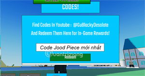 Code Jood Piece Roblox mới nhất và cách đổi code