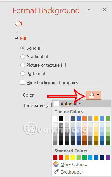Chọn màu nền PowerPoint