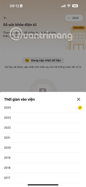 Thông tin khám chữa bệnh VNeID