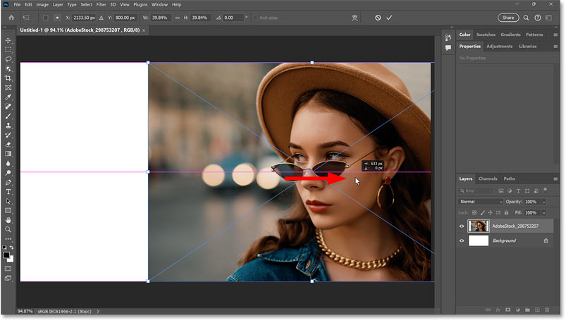 Kéo hình ảnh sang một bên của canvas