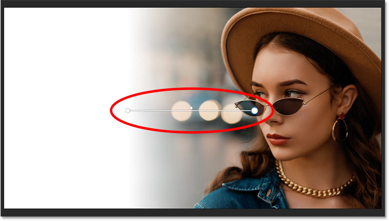 Các điều khiển live gradient trên canvas trong Photoshop