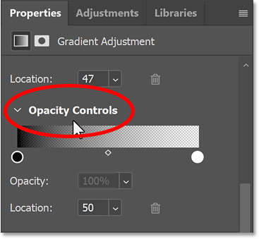 Opacity Controls trong bảng Properties.