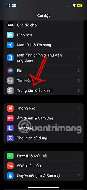 Trung tâm điều khiển iPhone