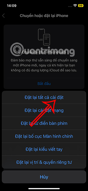 Đặt lại cài đặt iPhone
