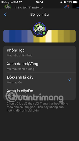 Chọn bộ lọc màu