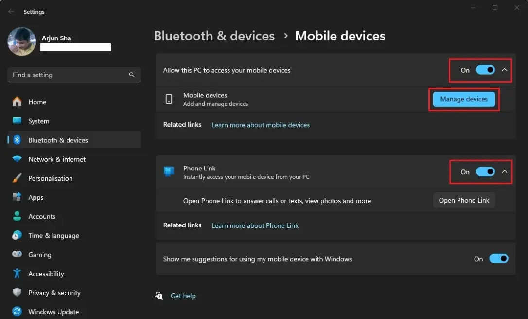 Quản lý thiết bị kết nối Android trên Windows 11