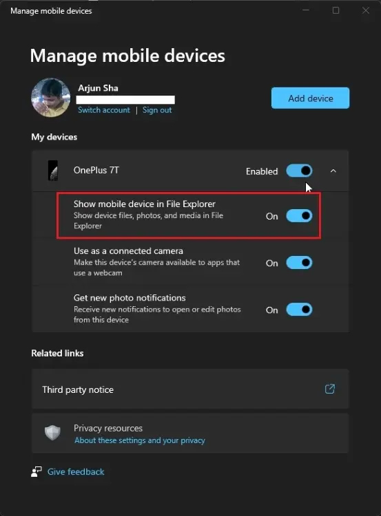 Hiển thị điện thoại Android trên Windows 11