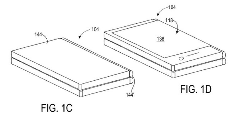 Hình ảnh mô tả mẫu smartphone gập được cả hai chiều. Ảnh: Microsoft.