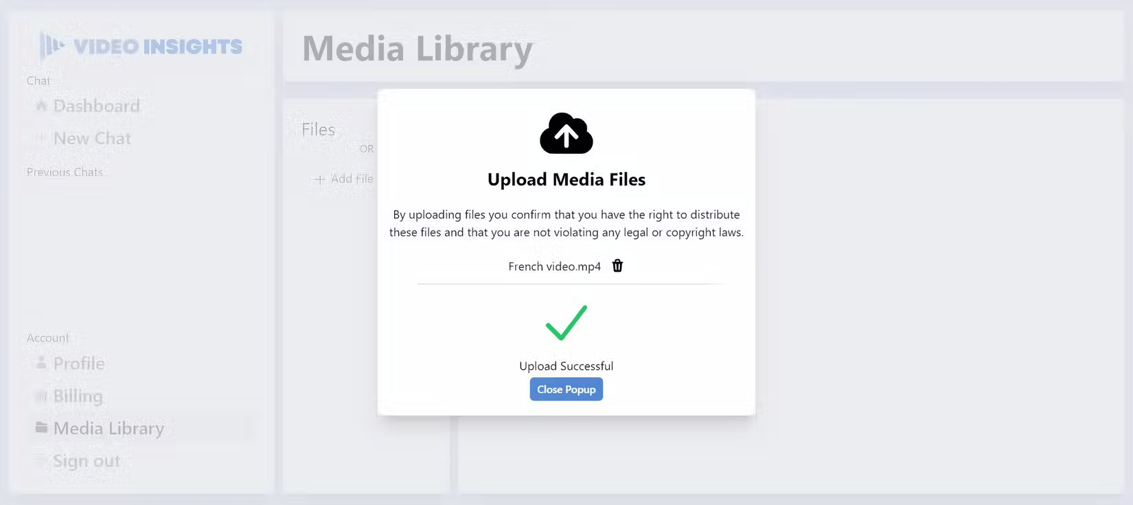 Trang video đã upload trên Video Insights