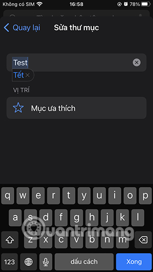 Tên thư mục bookmark Safari