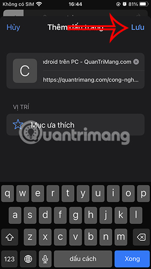 Lưu bookmark Safari