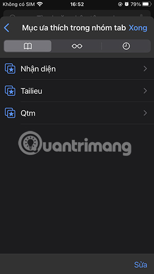 Thư mục bookmark Safari