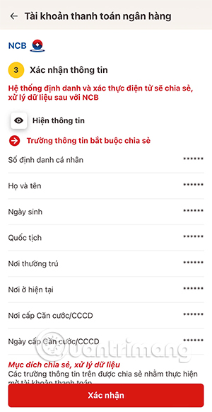Điền thông tin cá nhân