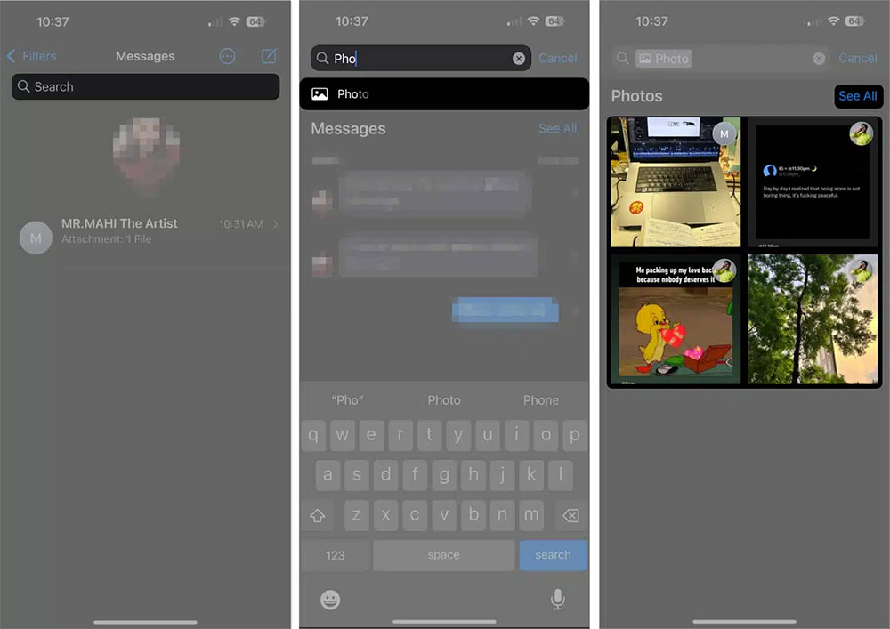 Tìm kiếm tệp trong tin nhắn iPhone