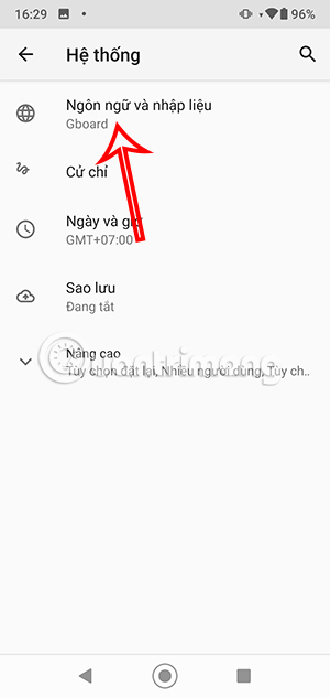 Ngôn ngữ và nhập liệu Android