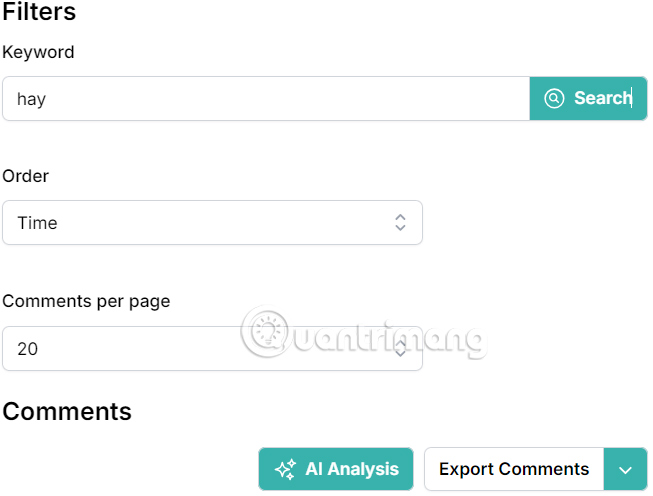 Công cụ phân tích bình luận Youtube