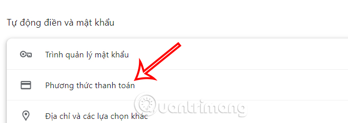 Phương thức thanh toán Chrome