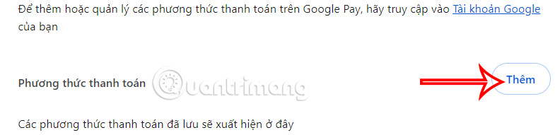 Thêm phương thức thanh toán Chrome
