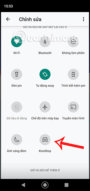 Thêm KineStop vào cài đặt nhanh