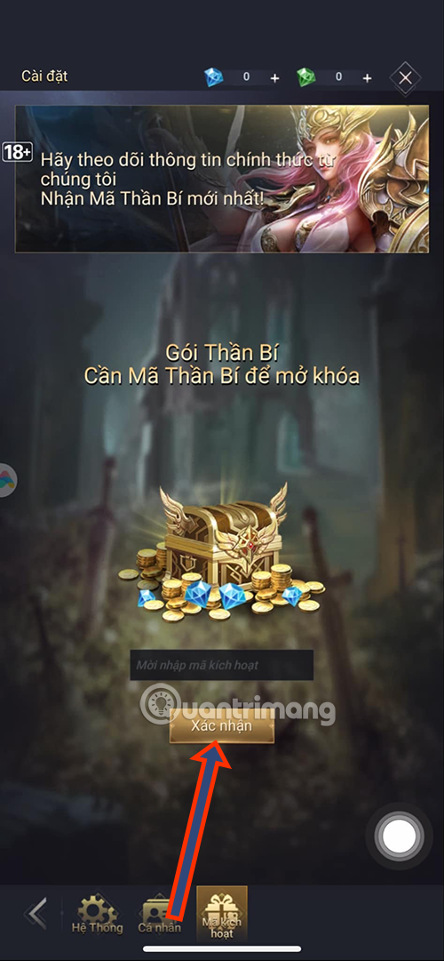 giftcode nữ thần hắc ấn mới nhất