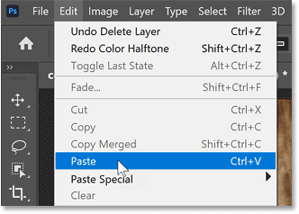 Vào Edit > Paste