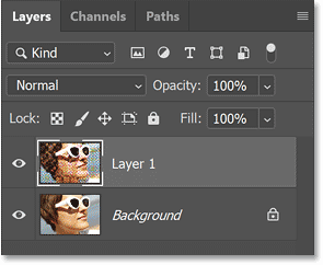 Hình ảnh gốc và hiệu ứng halftone nằm trên các layer riêng biệt.