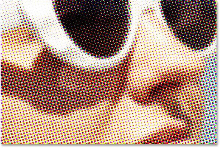 Góc nhìn cận cảnh của hiệu ứng bộ lọc Color Halftone trong Photoshop