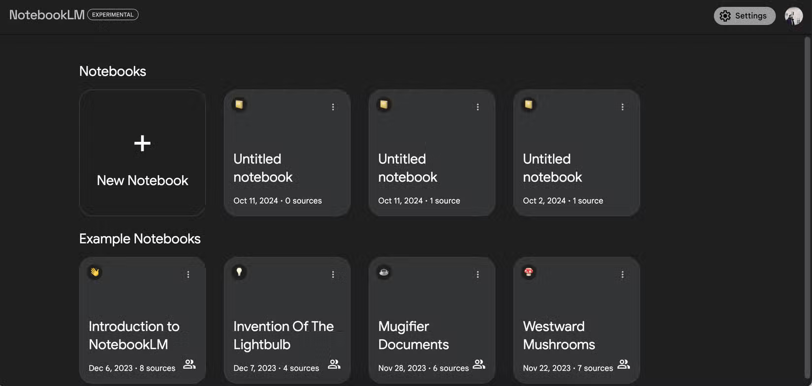 Giao diện của ứng dụng NotebookLM