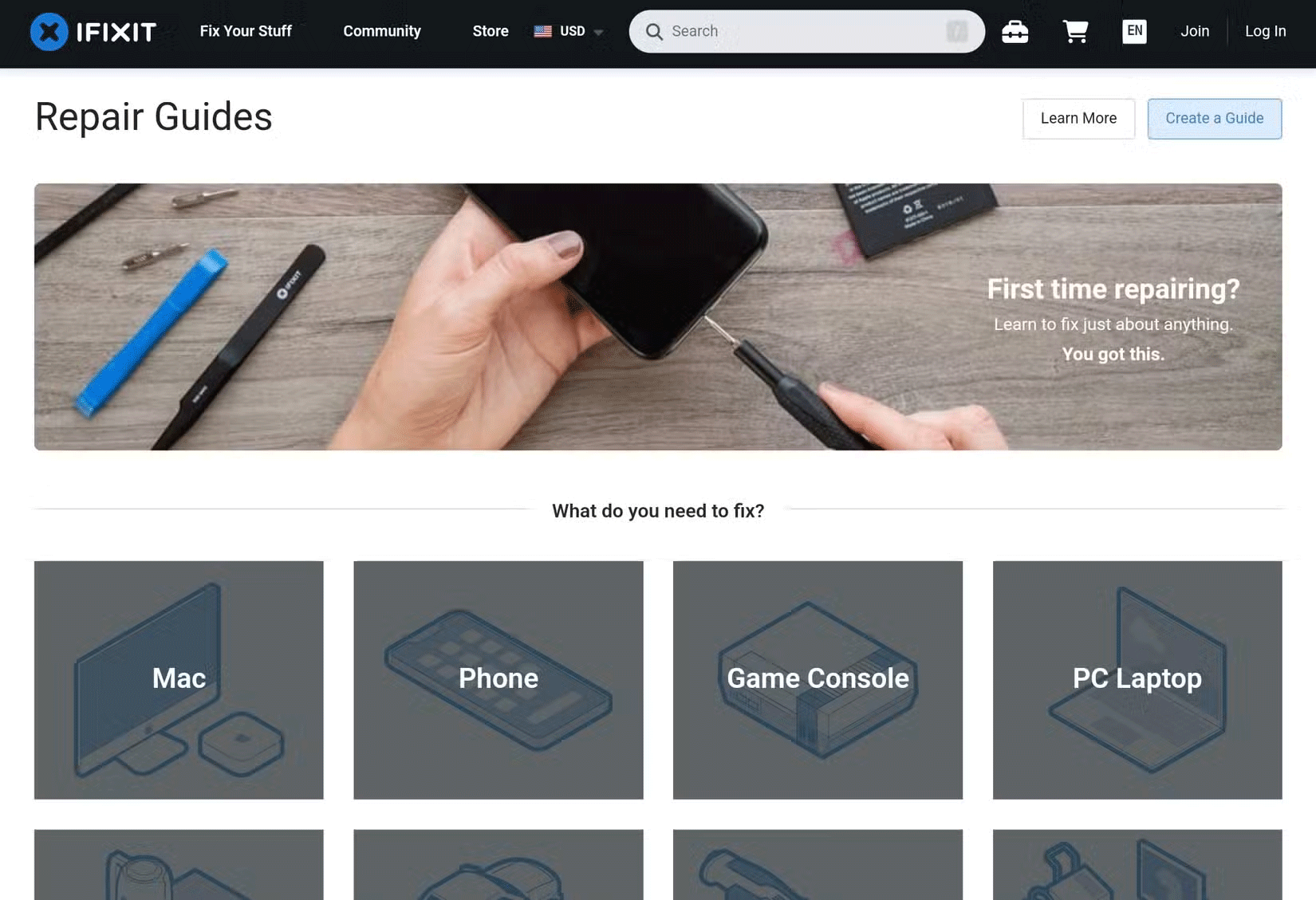 Trang web iFixit hiển thị hướng dẫn sửa chữa