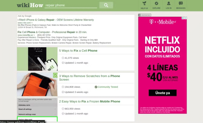 Trang web sửa chữa tiện ích wikiHow