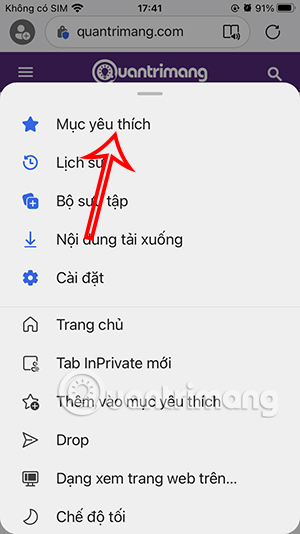 Mục yêu thích trên Edge