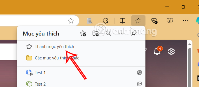 Thanh thư mục yêu thích Microsoft Edge