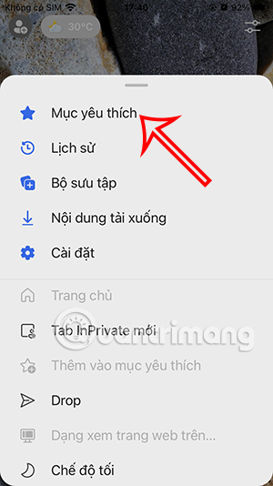 Mục yêu thích trên Edge 