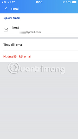 Hoàn thành liên kết email với Zalo 