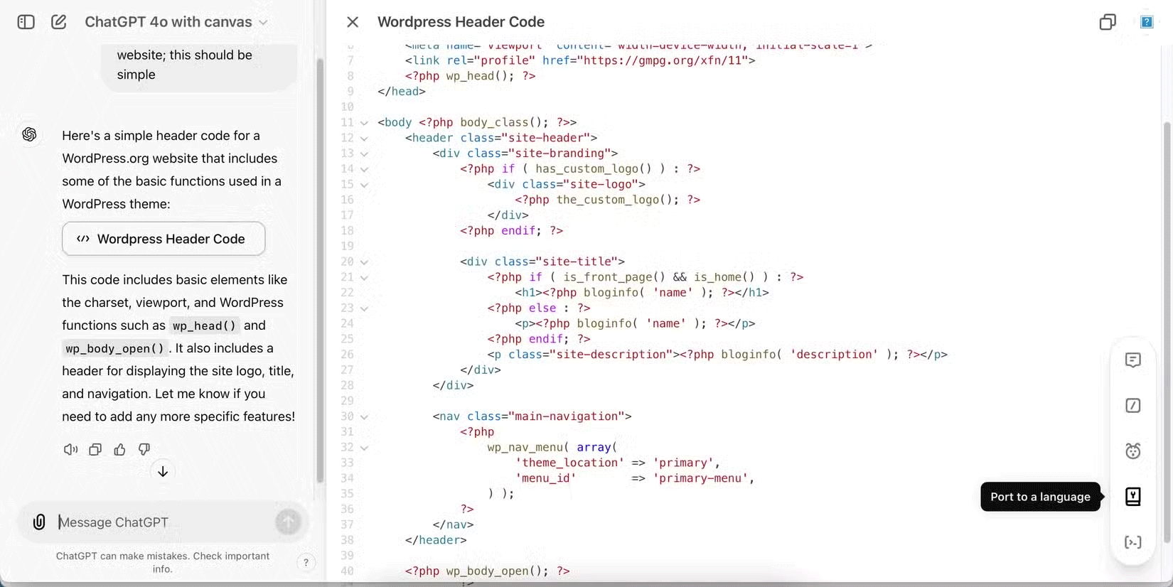Chỉnh sửa code trong ChatGPT Canvas
