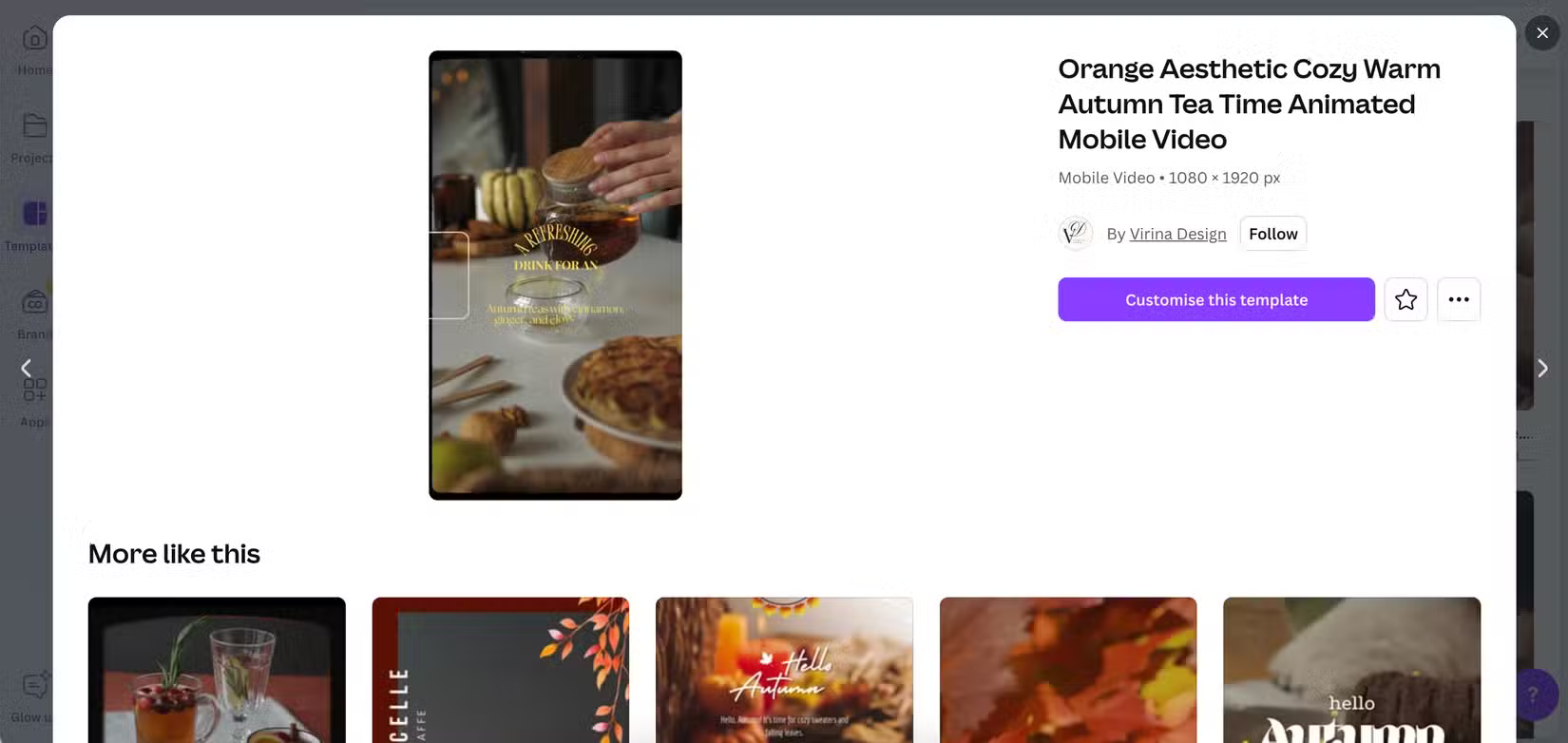 Chọn template bạn muốn sử dụng trong Canva